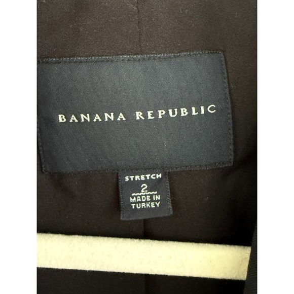 A3 Banana Republic Wool Blend Stretch Black‎ Blazer Modern Classic Jacket - Picture 2 of 4